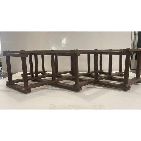 Wooden Freestanding Folding Wine Bottle Rack Kitchen Storage Vintage - Picture 6 of 9